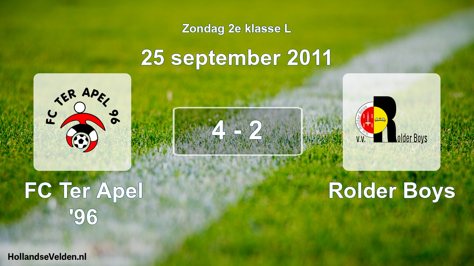 Total number of matches played: FC Ter Apel '96 - Rolder Boys 4 - 2 (25 September 2011)