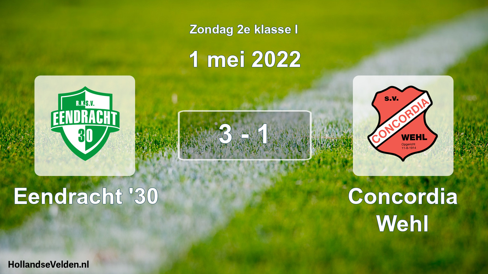 Total number of matches played: Eendracht '30 - Concordia Wehl 3 - 1 (1 May 2022)