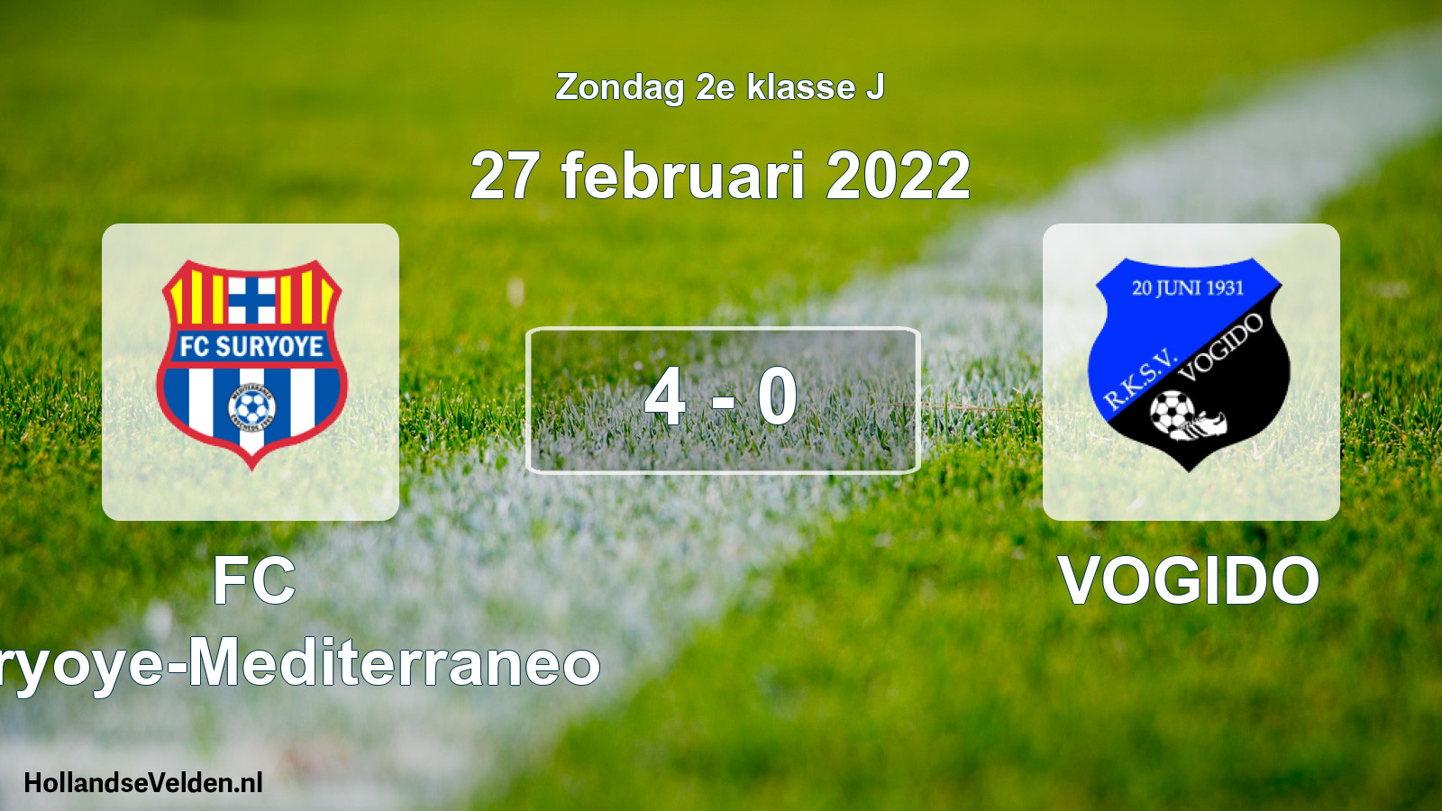 Total number of matches played: FC Suryoye-Mediterraneo - VOGIDO 4 - 0 (27 February 2022)