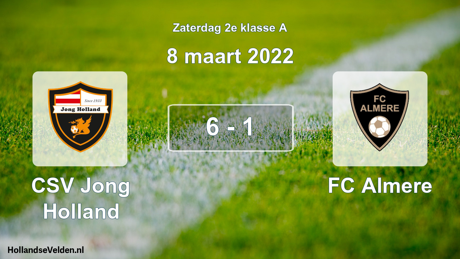 Total number of matches played: CSV Jong Holland - FC Almere 6 - 1 (8 March 2022)