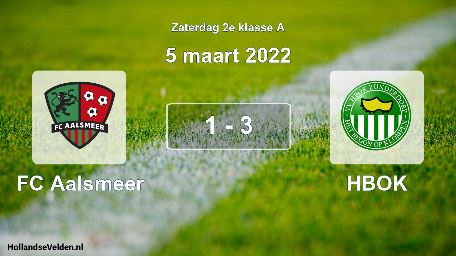Total number of matches played: FC Aalsmeer - HBOK 1 - 3 (5 March 2022)