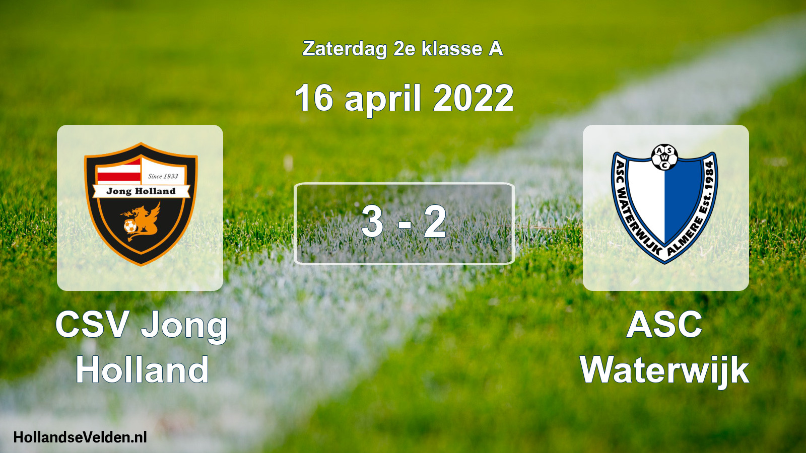 Total number of matches played: CSV Jong Holland - ASC Waterwijk 3 - 2 (16 April 2022)