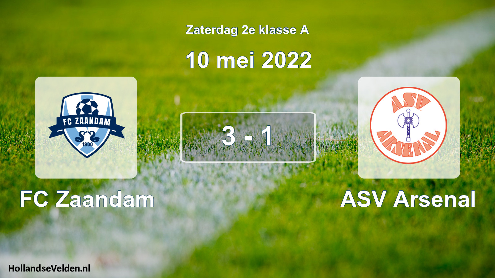 Total number of matches played: FC Zaandam - ASV Arsenal 3 - 1 (10 May 2022)