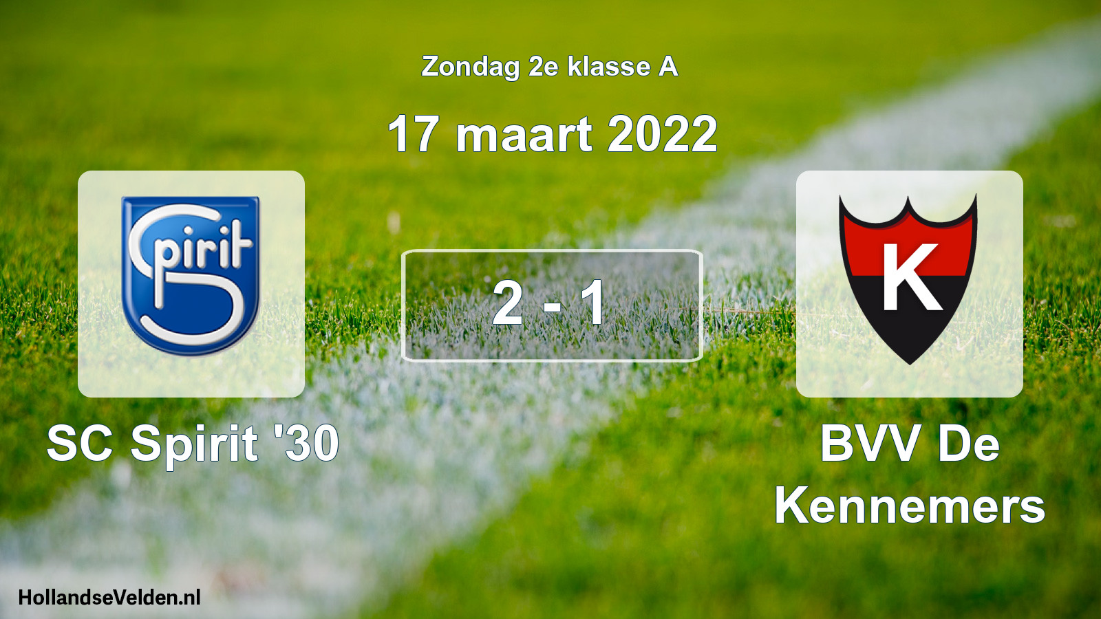 Total number of matches played: SC Spirit '30 - BVV De Kennemers 2 - 1 (17 March 2022)