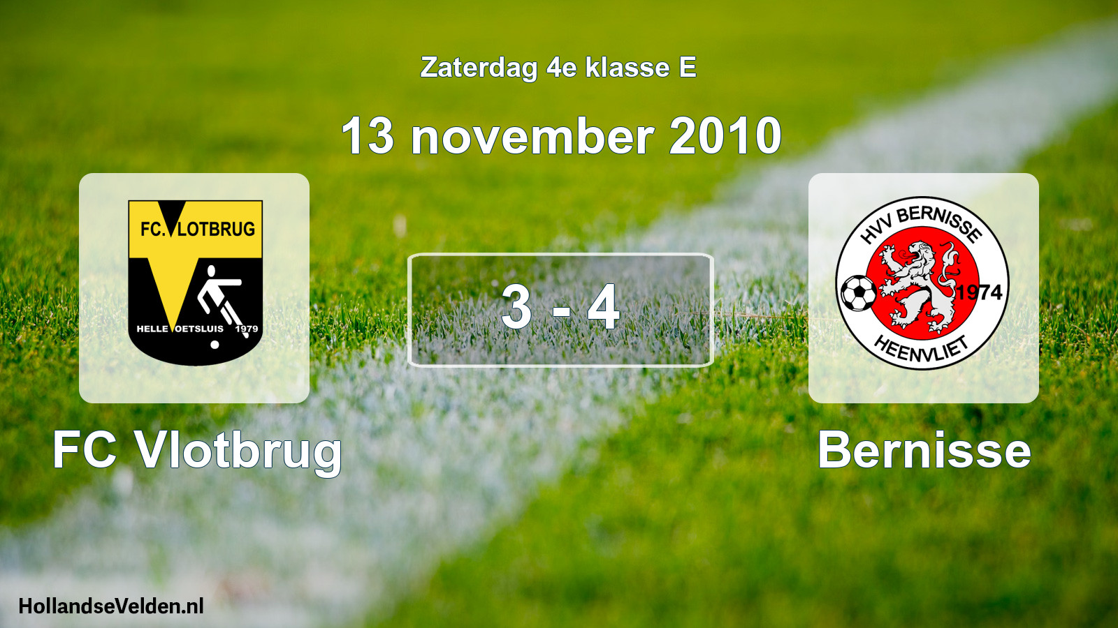 Total number of matches played: FC Vlotbrug - Bernisse 3 - 4 (13 November 2010)