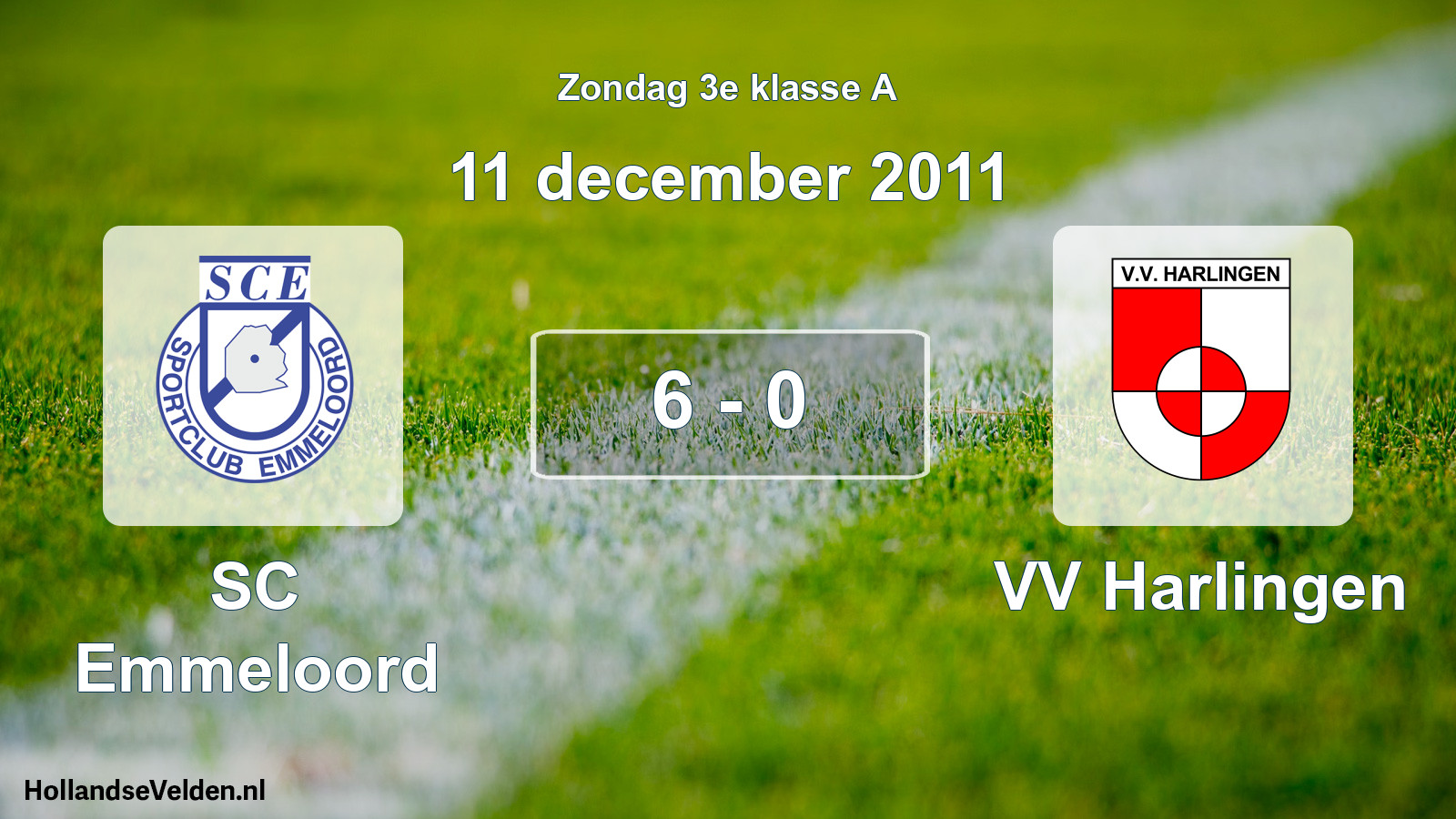 Total number of matches played: SC Emmeloord - VV Harlingen 6 - 0 (11 December 2011)