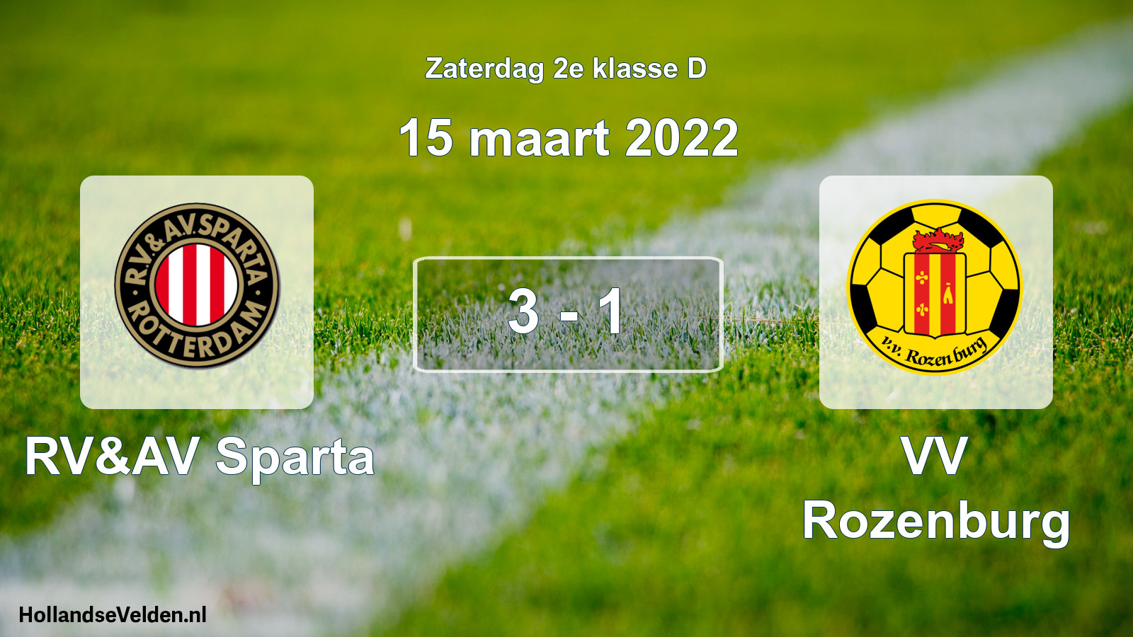Total number of matches played: RV&AV Sparta - VV Rozenburg 3 - 1 (15 March 2022)
