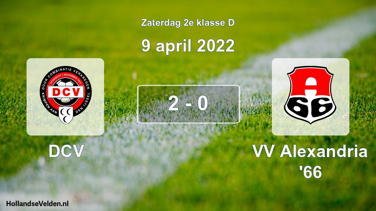 Total number of matches played: DCV - VV Alexandria '66 2 - 0 (9 April 2022)