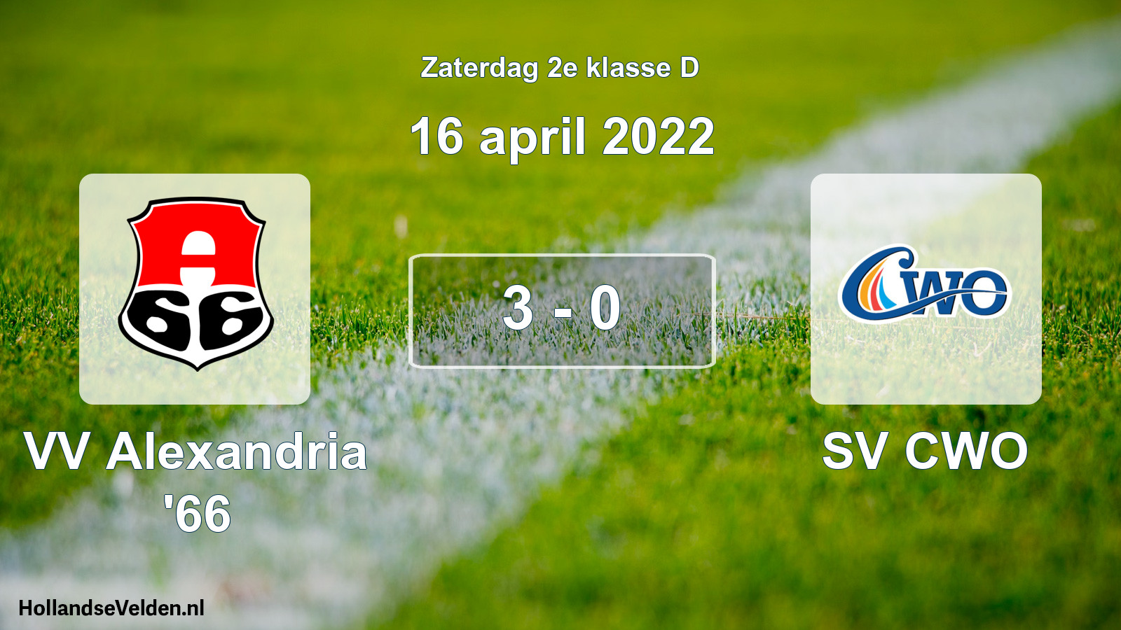 Total number of matches played: VV Alexandria '66 - SV CWO 3 - 0 (16 April 2022)