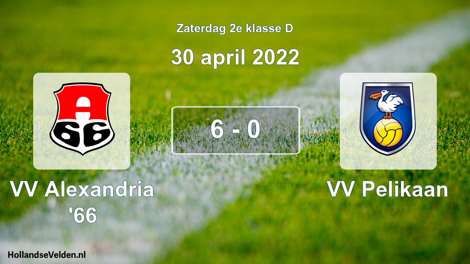 Total number of matches played: VV Alexandria '66 - VV Pelikaan 6 - 0 (30 April 2022)