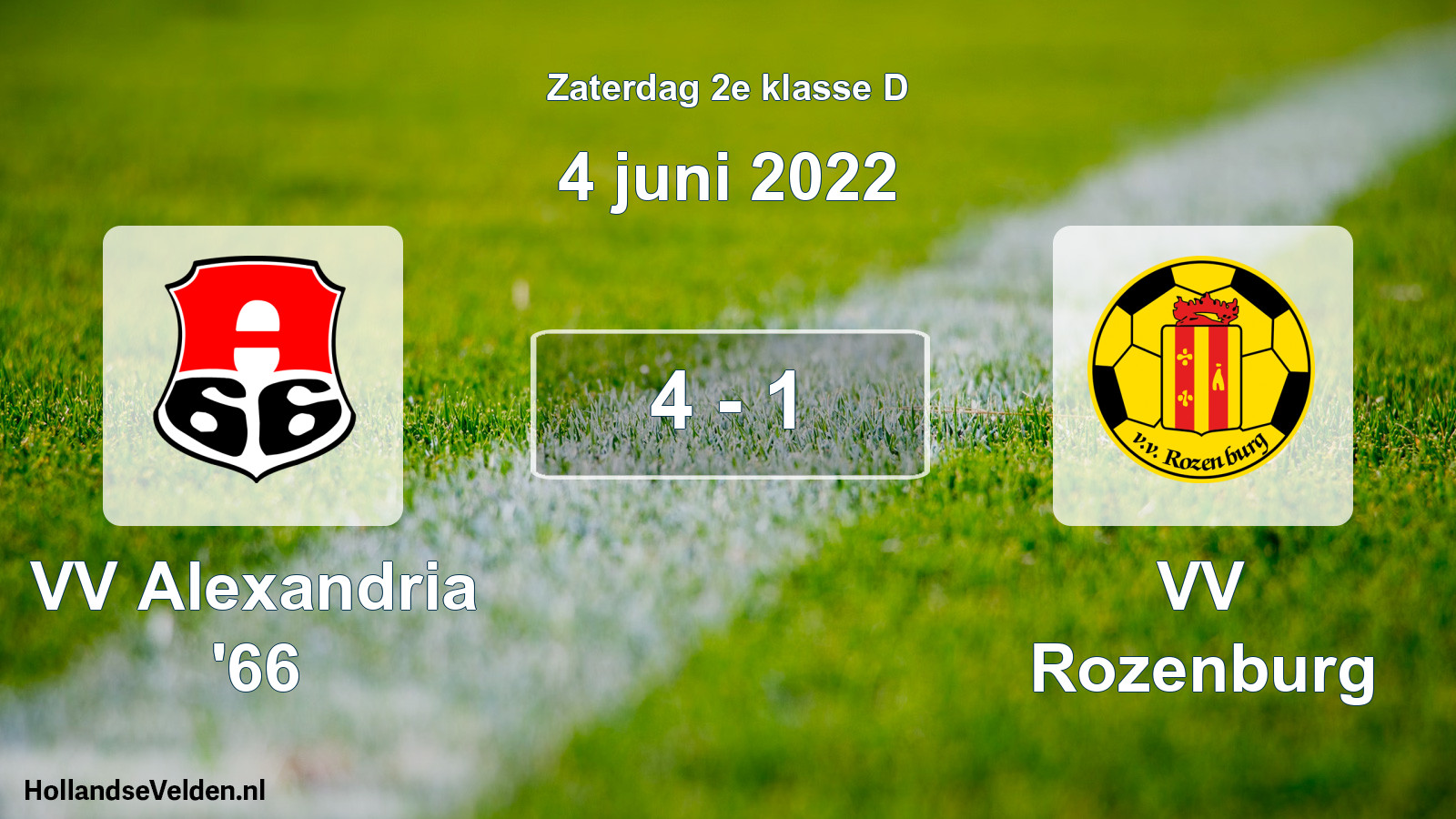 Total number of matches played: VV Alexandria '66 - VV Rozenburg 4 - 1 (4 June 2022)