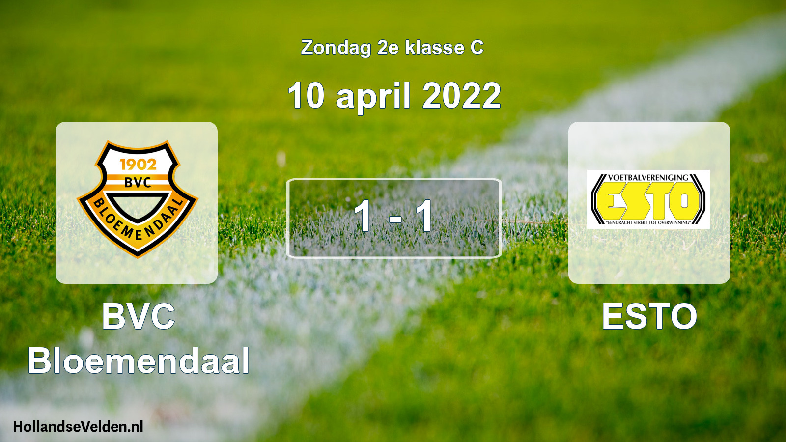 Total number of matches played: BVC Bloemendaal - ESTO 1 - 1 (10 April 2022)