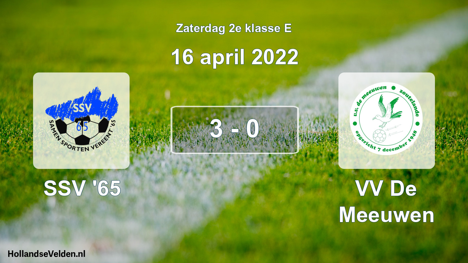 Total number of matches played: SSV '65 - VV De Meeuwen 3 - 0 (16 April 2022)