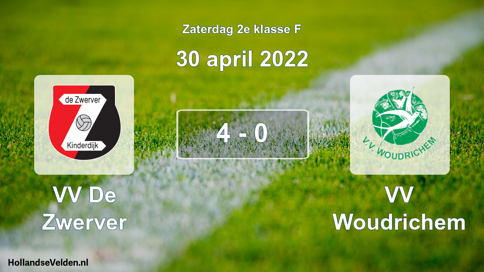 Total number of matches played: VV De Zwerver - VV Woudrichem 4 - 0 (30 April 2022)