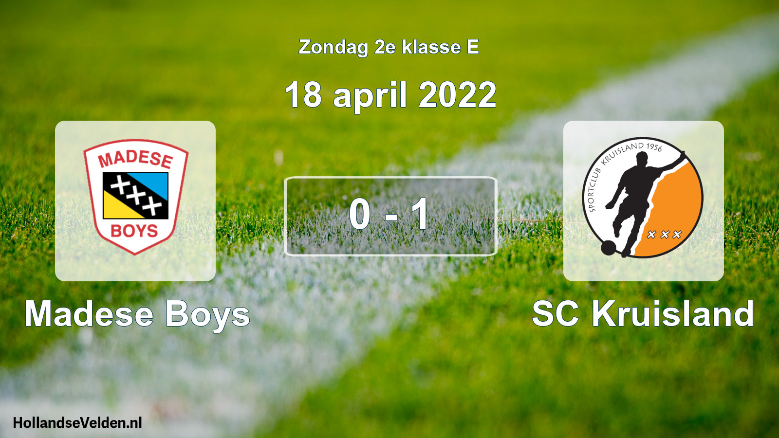 Total number of matches played: Madese Boys - SC Kruisland 0 - 1 (18 April 2022)