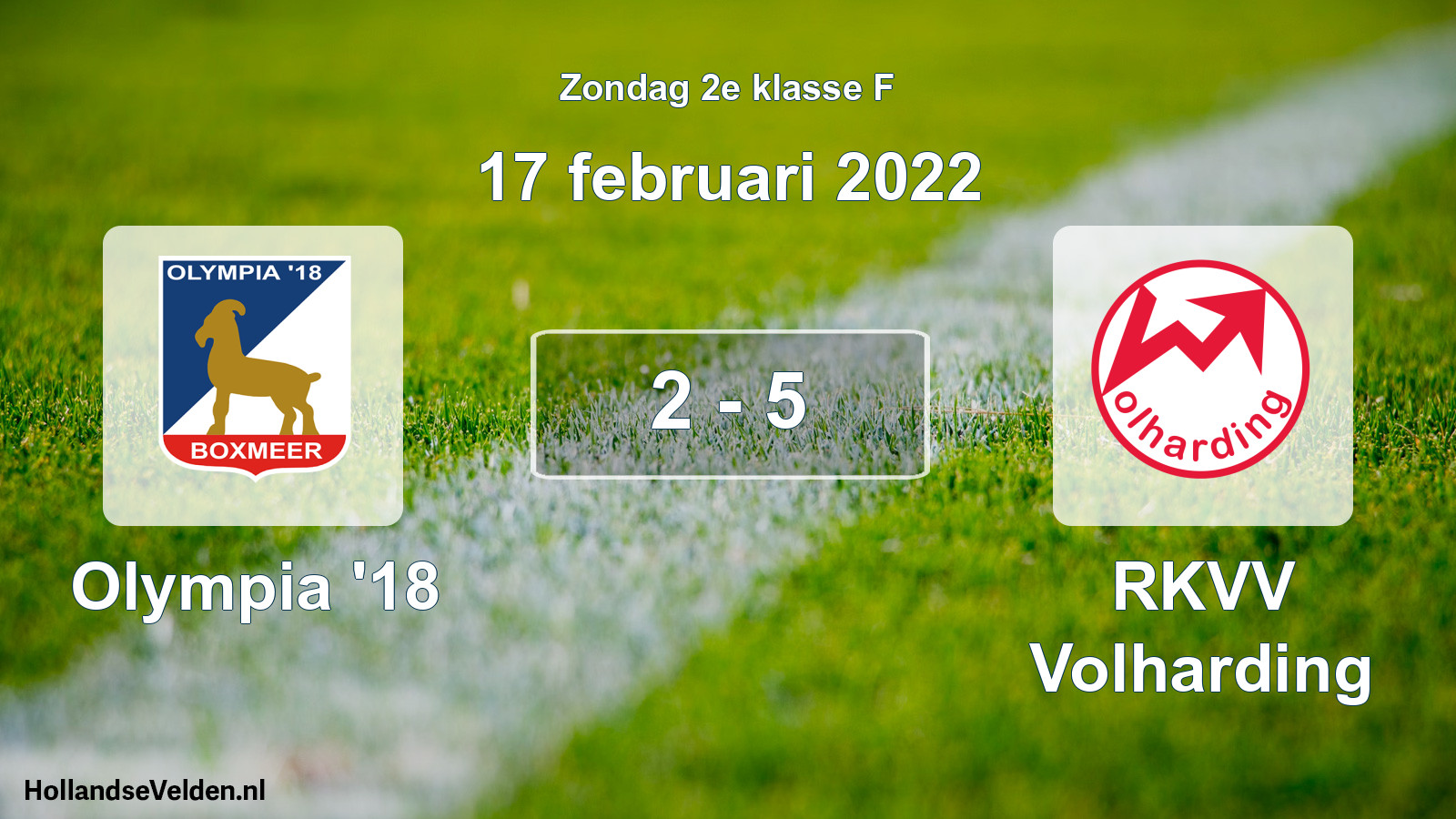 Total number of matches played: Olympia '18 - RKVV Volharding 2 - 5 (17 February 2022)