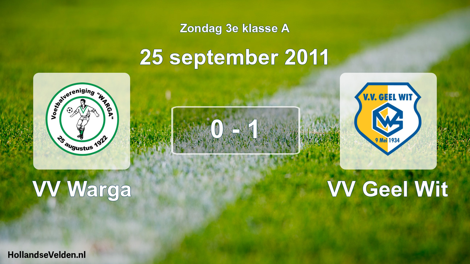 Total number of matches played: VV Warga - VV Geel Wit 0 - 1 (25 September 2011)