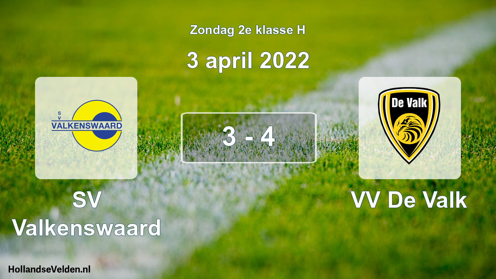 Total number of matches played: SV Valkenswaard - VV De Valk 3 - 4 (3 April 2022)