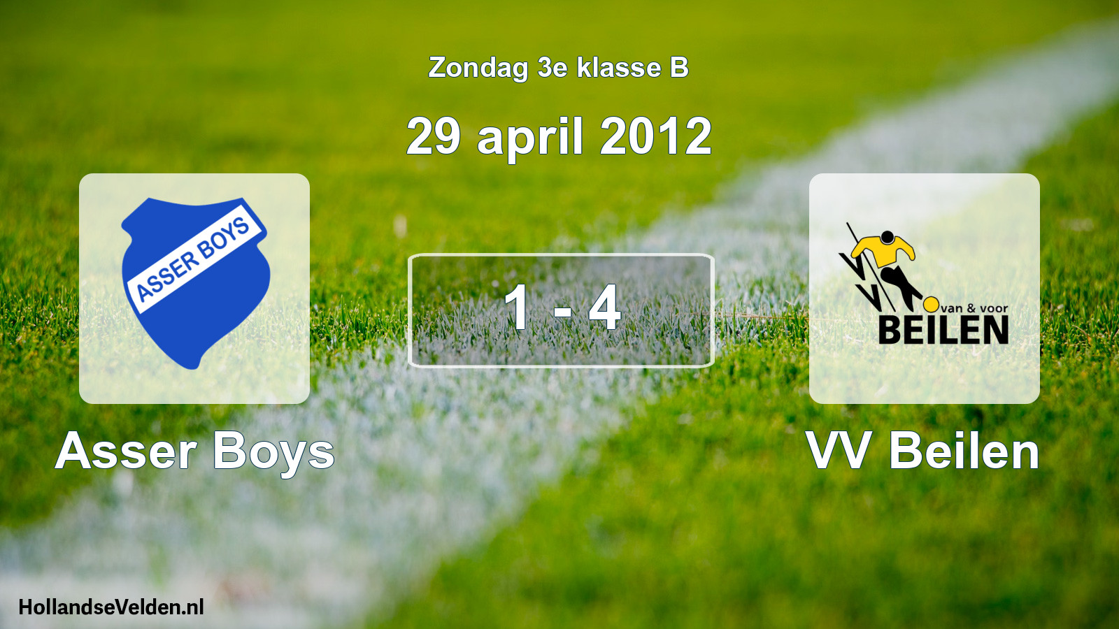Total number of matches played: Asser Boys - VV Beilen 1 - 4 (29 April 2012)