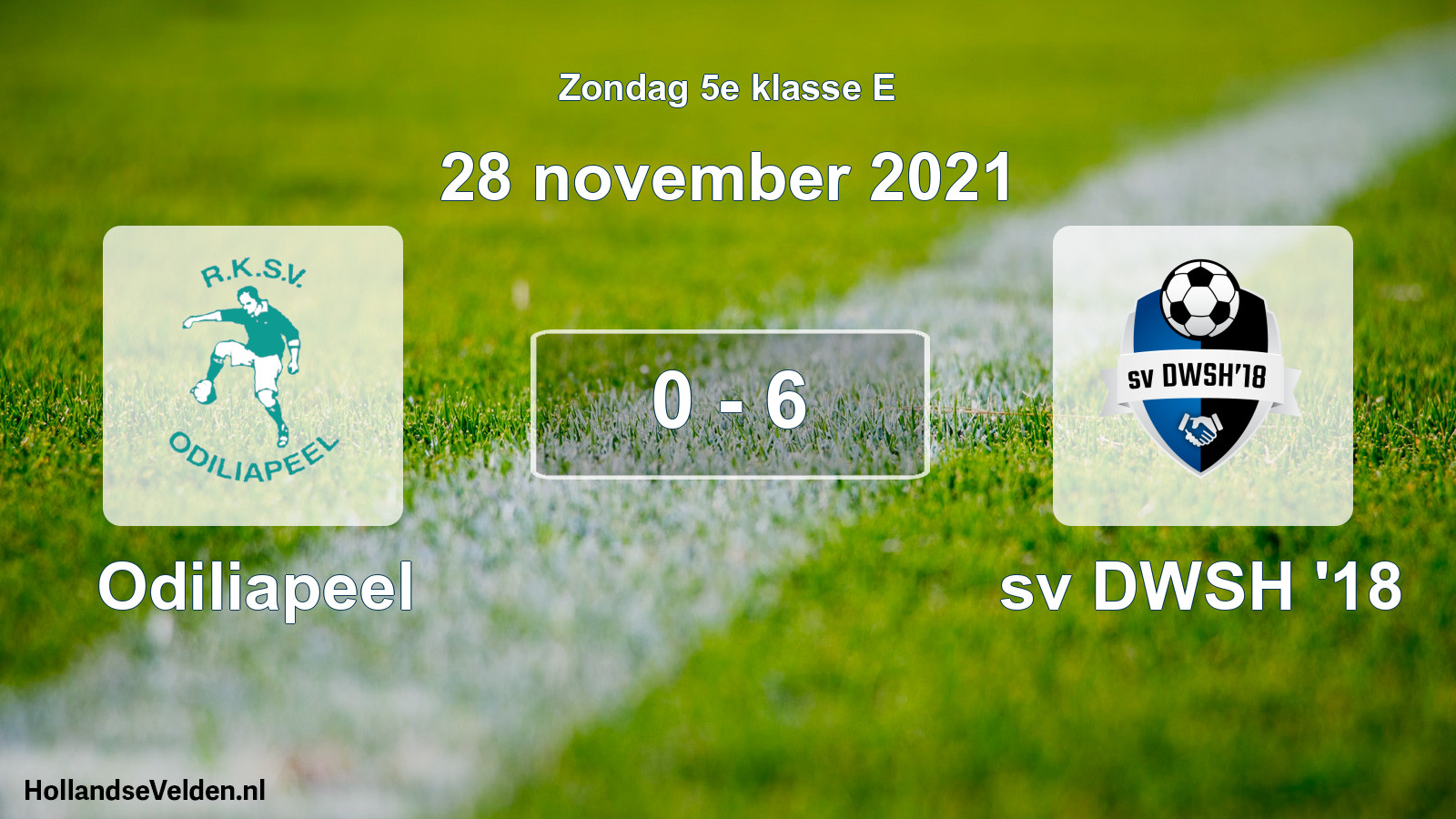 Total number of matches played: Odiliapeel - sv DWSH '18 0 - 6 (28 November 2021)