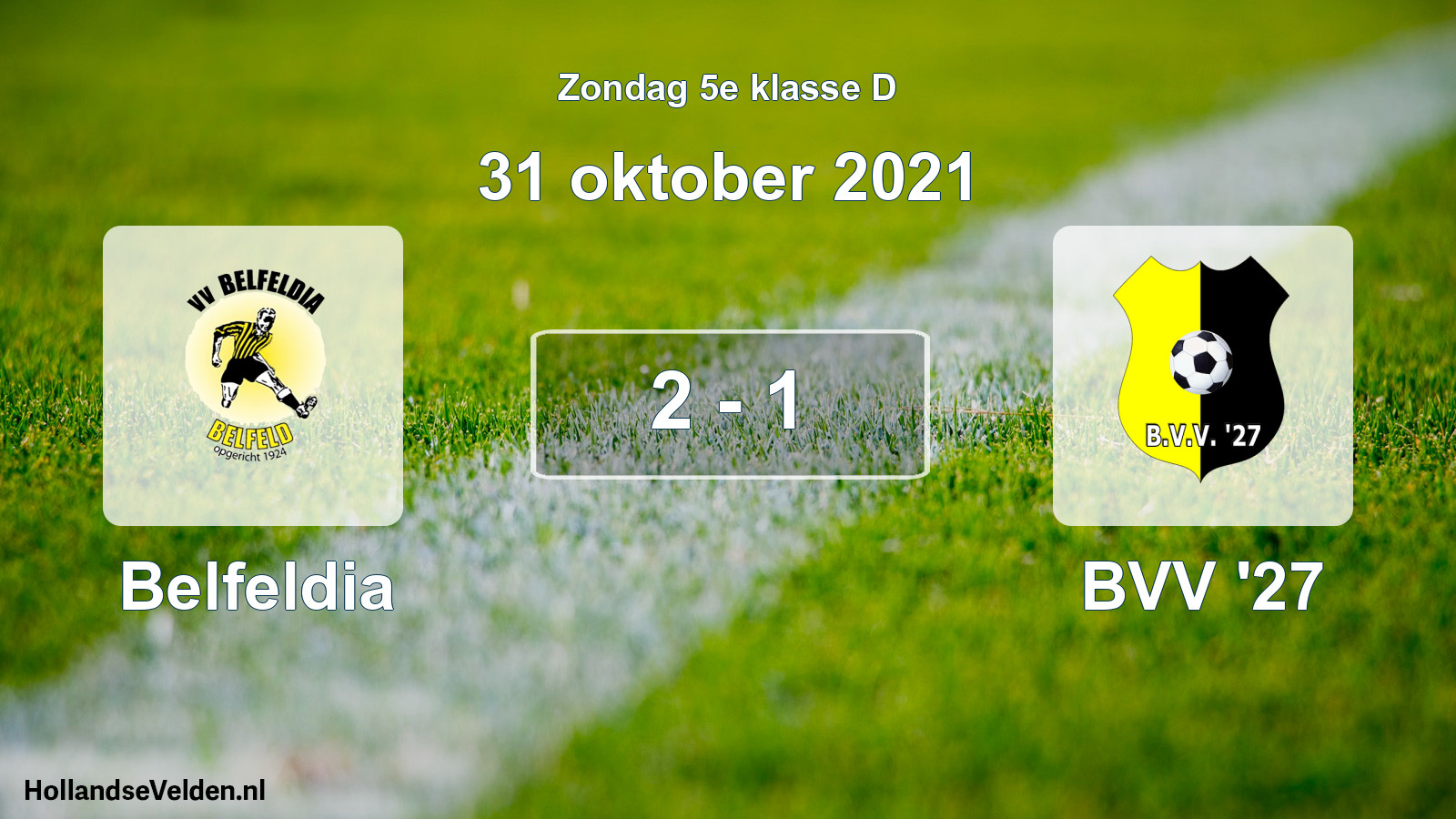 Total number of matches played: Belfeldia - BVV '27 2 - 1 (31 October 2021)