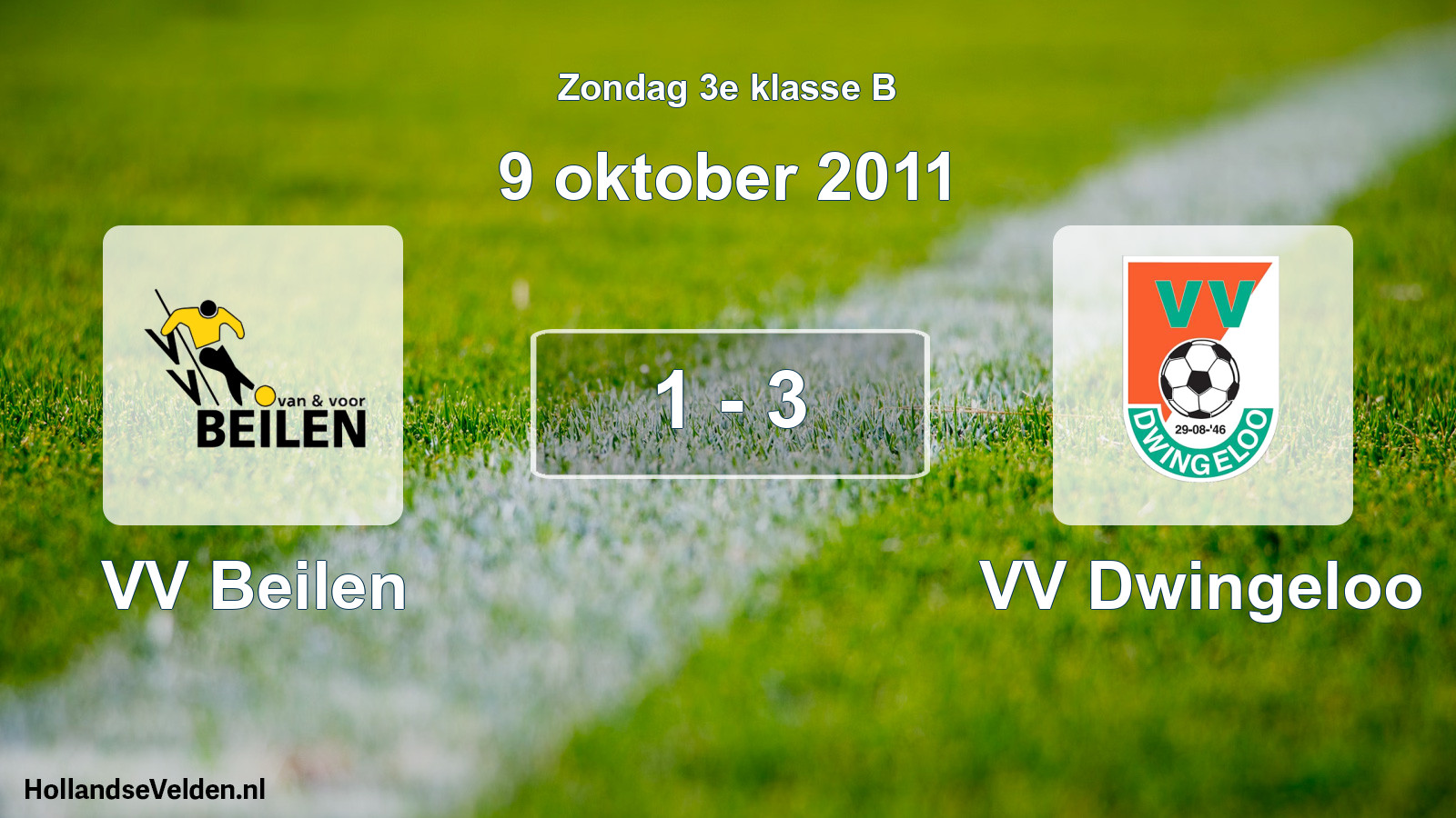 Total number of matches played: VV Beilen - VV Dwingeloo 1 - 3 (9 October 2011)