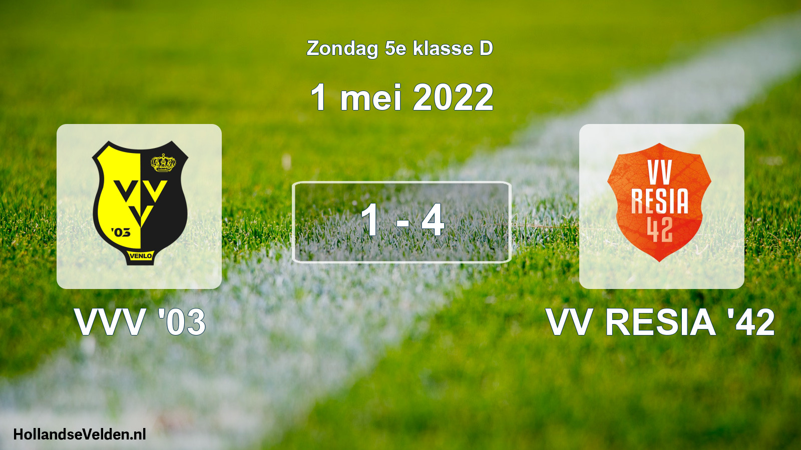 Total number of matches played: VVV '03 - VV RESIA '42 1 - 4 (1 May 2022)