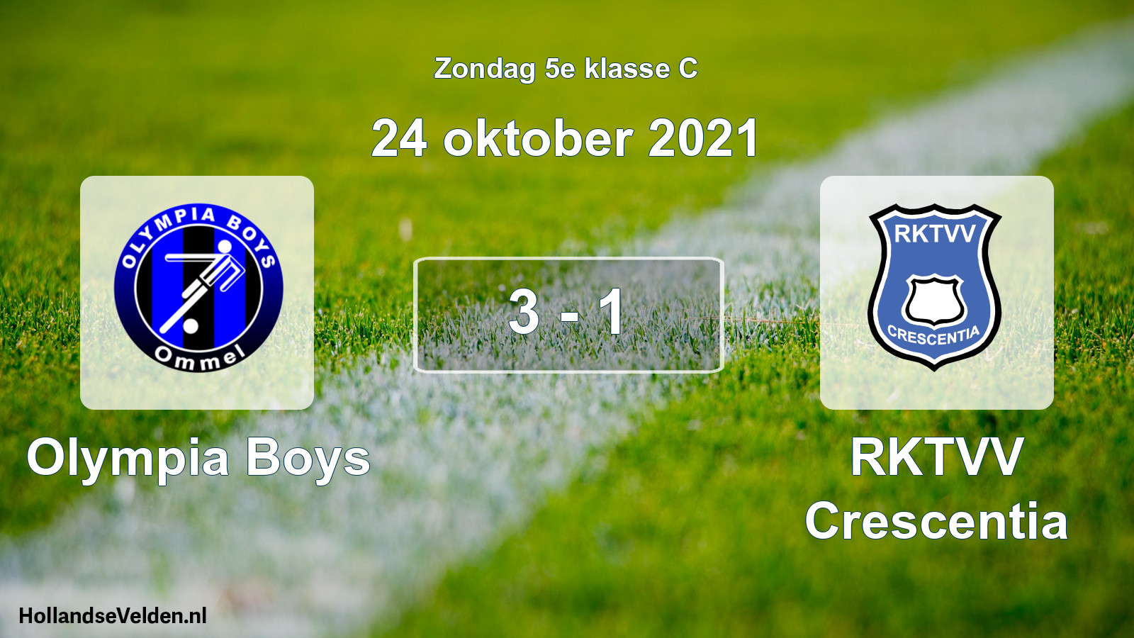 Total number of matches played: Olympia Boys - RKTVV Crescentia 3 - 1 (24 October 2021)