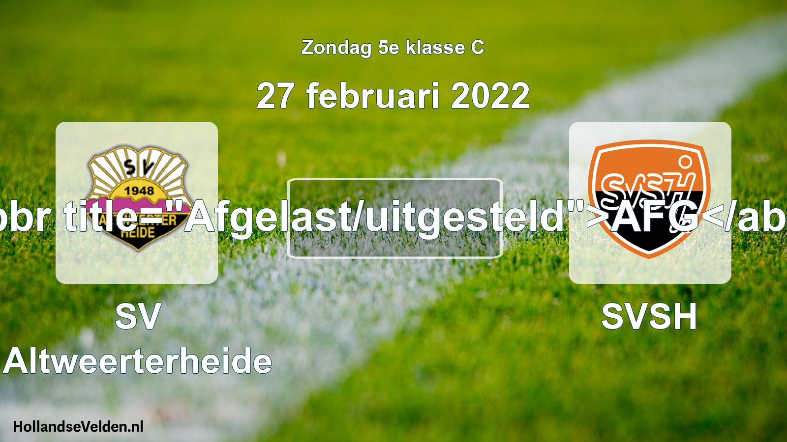 Scheduled Match: SV Altweerterheide - SVSH (27 February 2022)