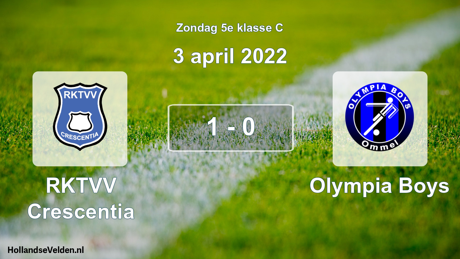 Total number of matches played: RKTVV Crescentia - Olympia Boys 1 - 0 (3 April 2022)