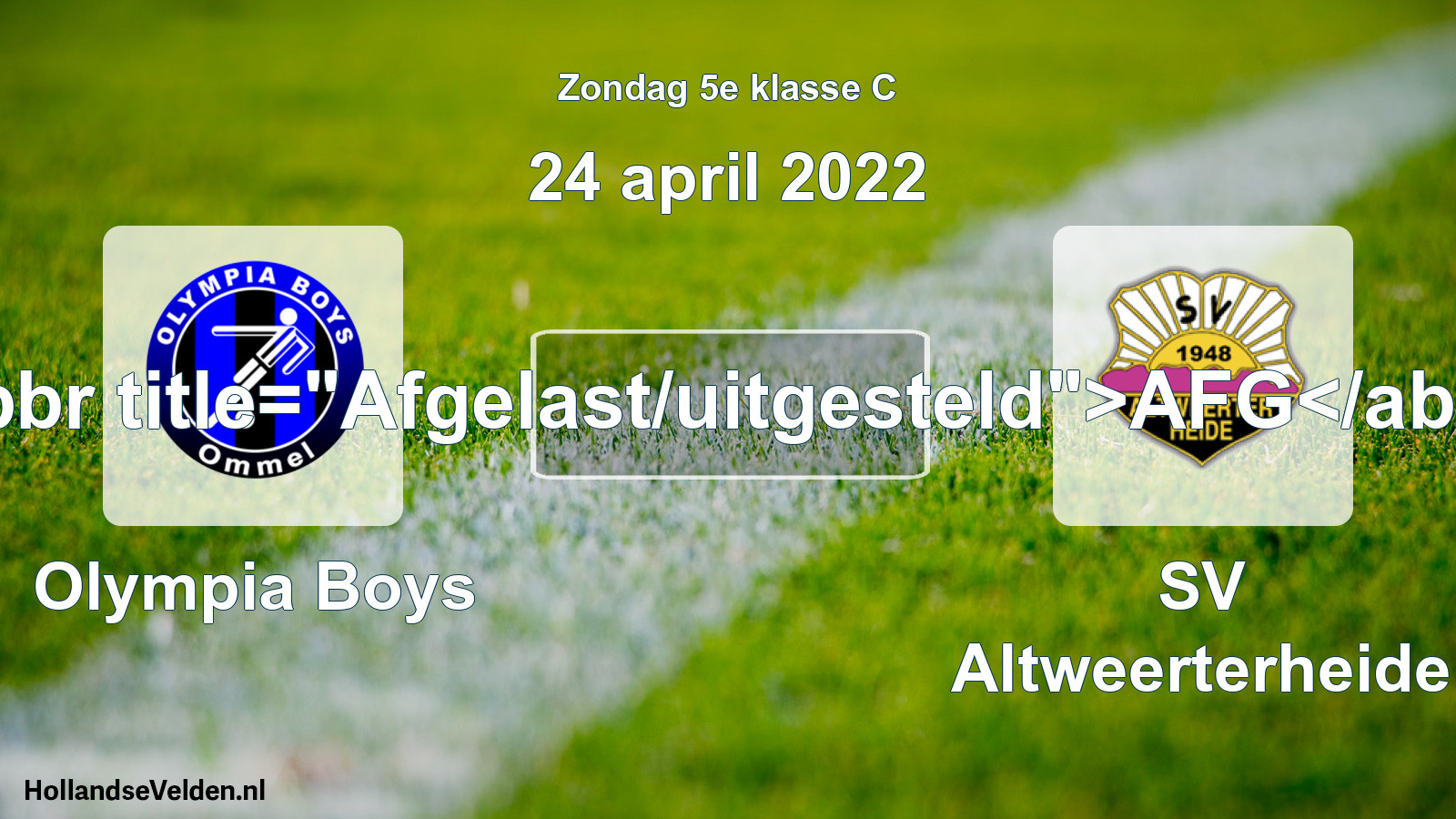 Scheduled Match: Olympia Boys - SV Altweerterheide (24 April 2022)