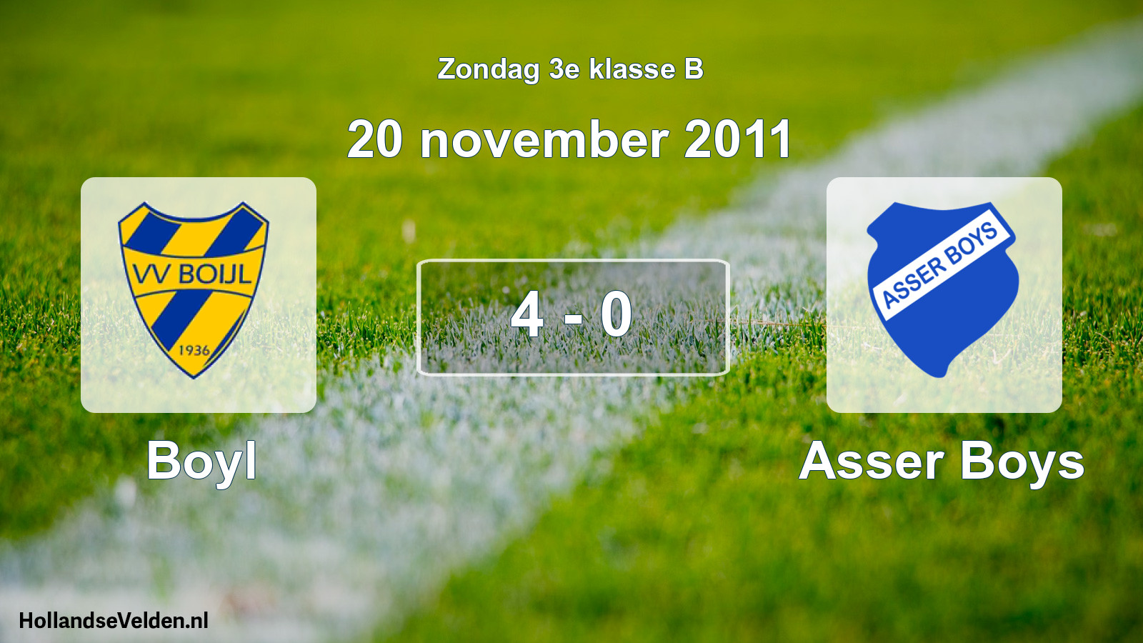 Total number of matches played: Boyl - Asser Boys 4 - 0 (20 November 2011)