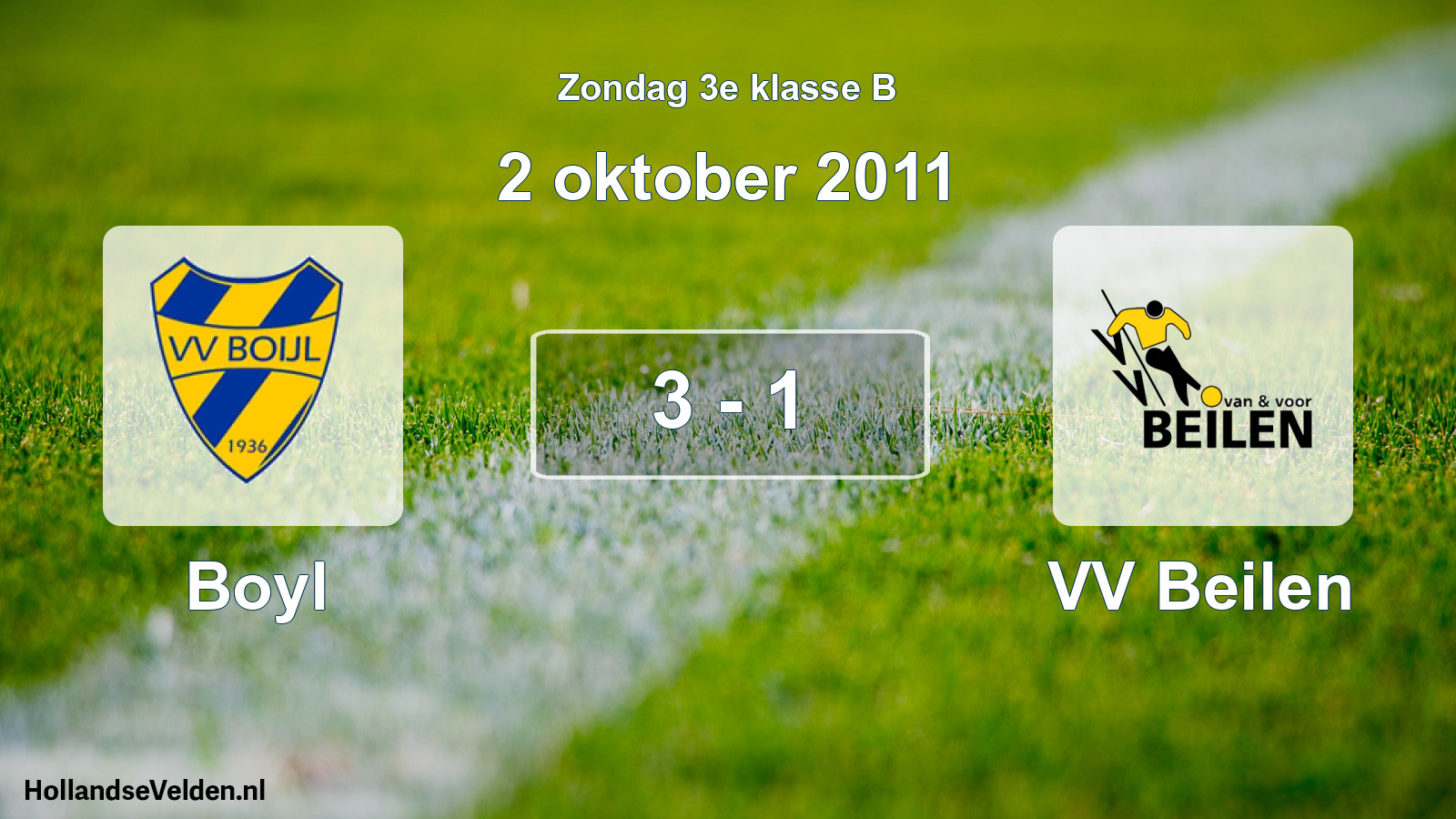 Total number of matches played: Boyl - VV Beilen 3 - 1 (2 October 2011)