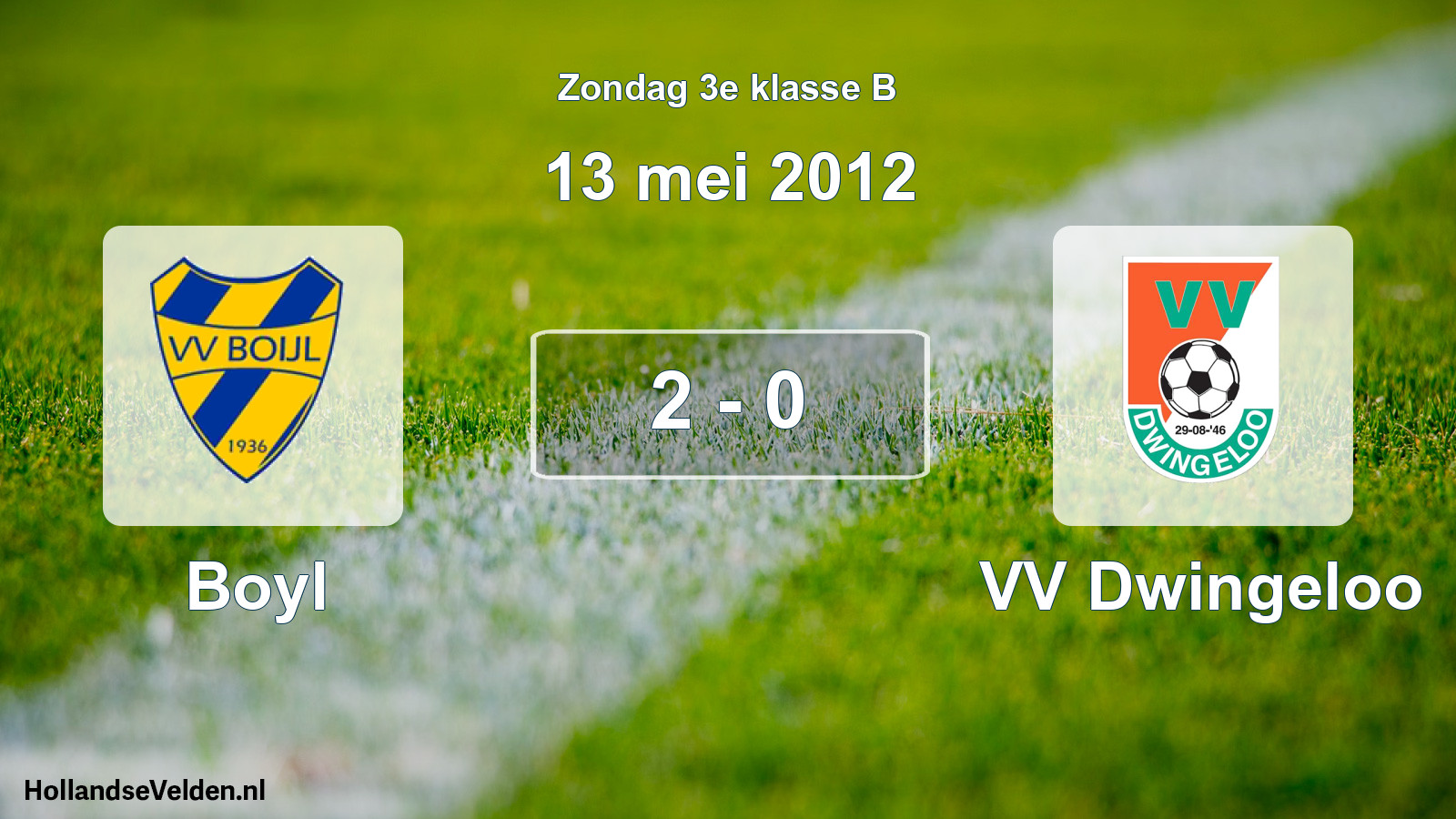 Total number of matches played: Boyl - VV Dwingeloo 2 - 0 (13 May 2012)
