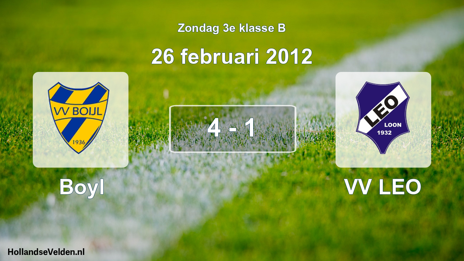 Total number of matches played: Boyl - VV LEO 4 - 1 (26 February 2012)