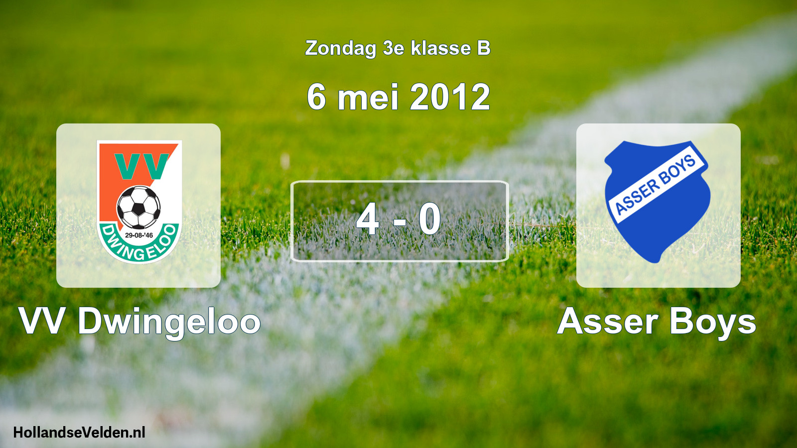 Total number of matches played: VV Dwingeloo - Asser Boys 4 - 0 (6 May 2012)