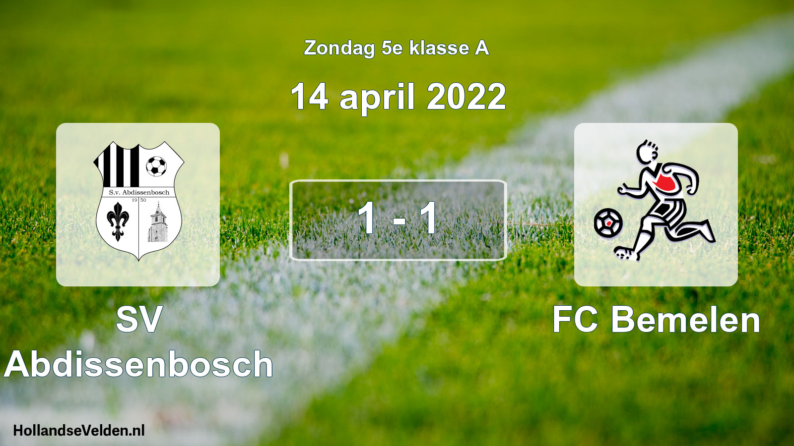 Total number of matches played: SV Abdissenbosch - FC Bemelen 1 - 1 (14 April 2022)