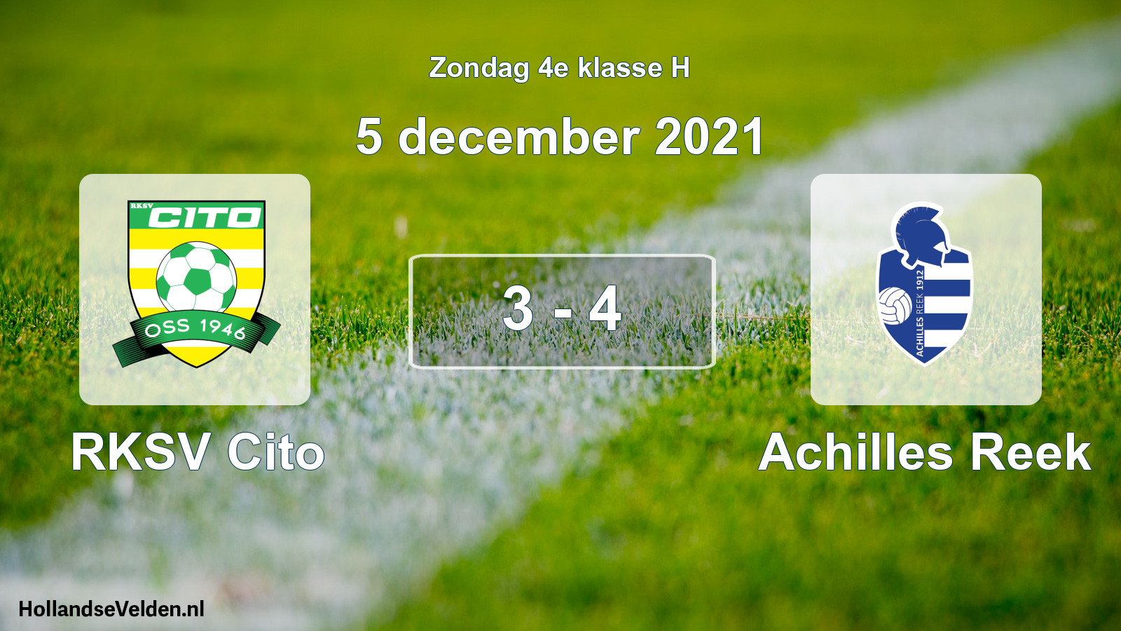 Total number of matches played: RKSV Cito - Achilles Reek 3 - 4 (5 December 2021)