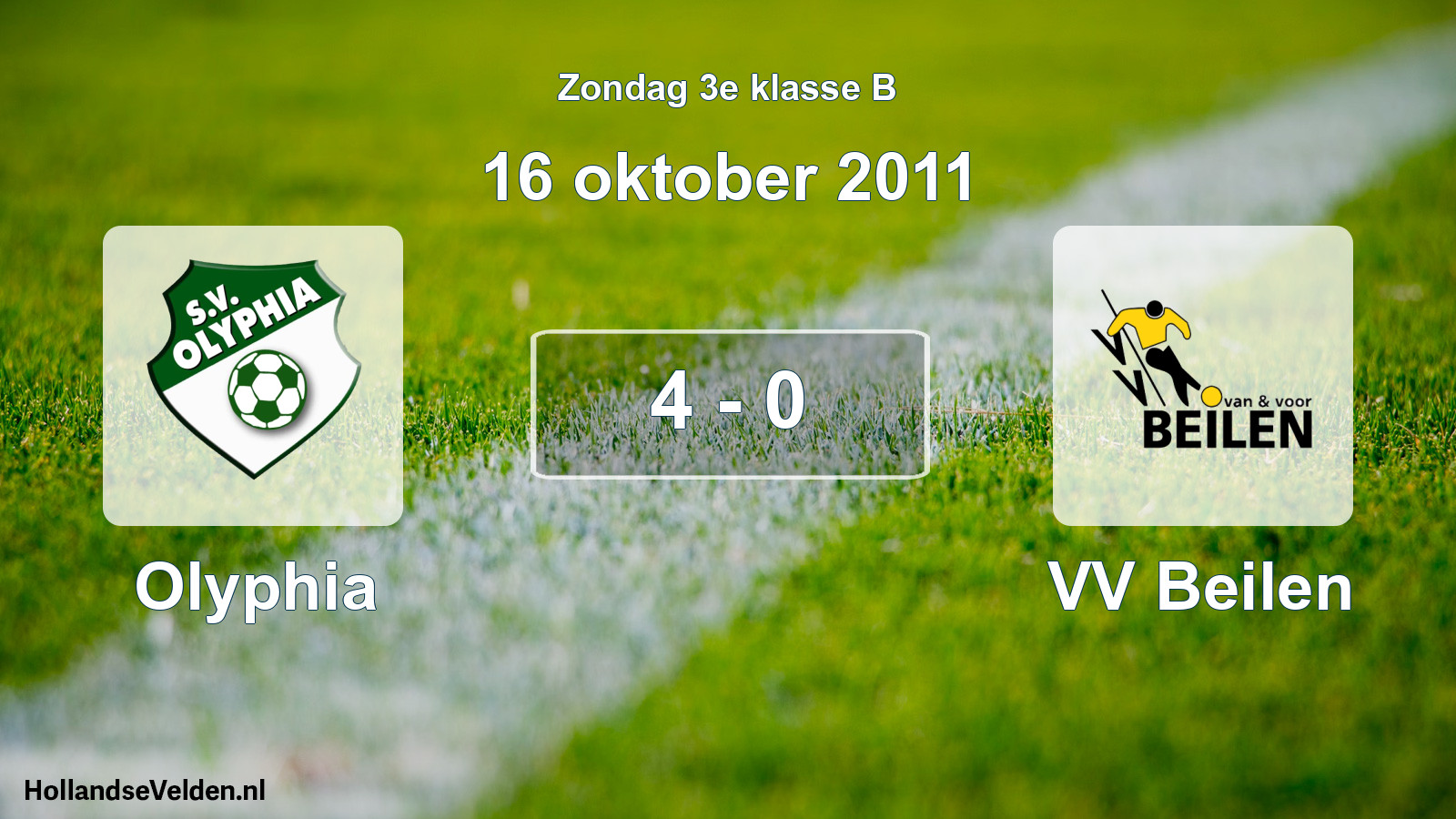 Total number of matches played: Olyphia - VV Beilen 4 - 0 (16 October 2011)