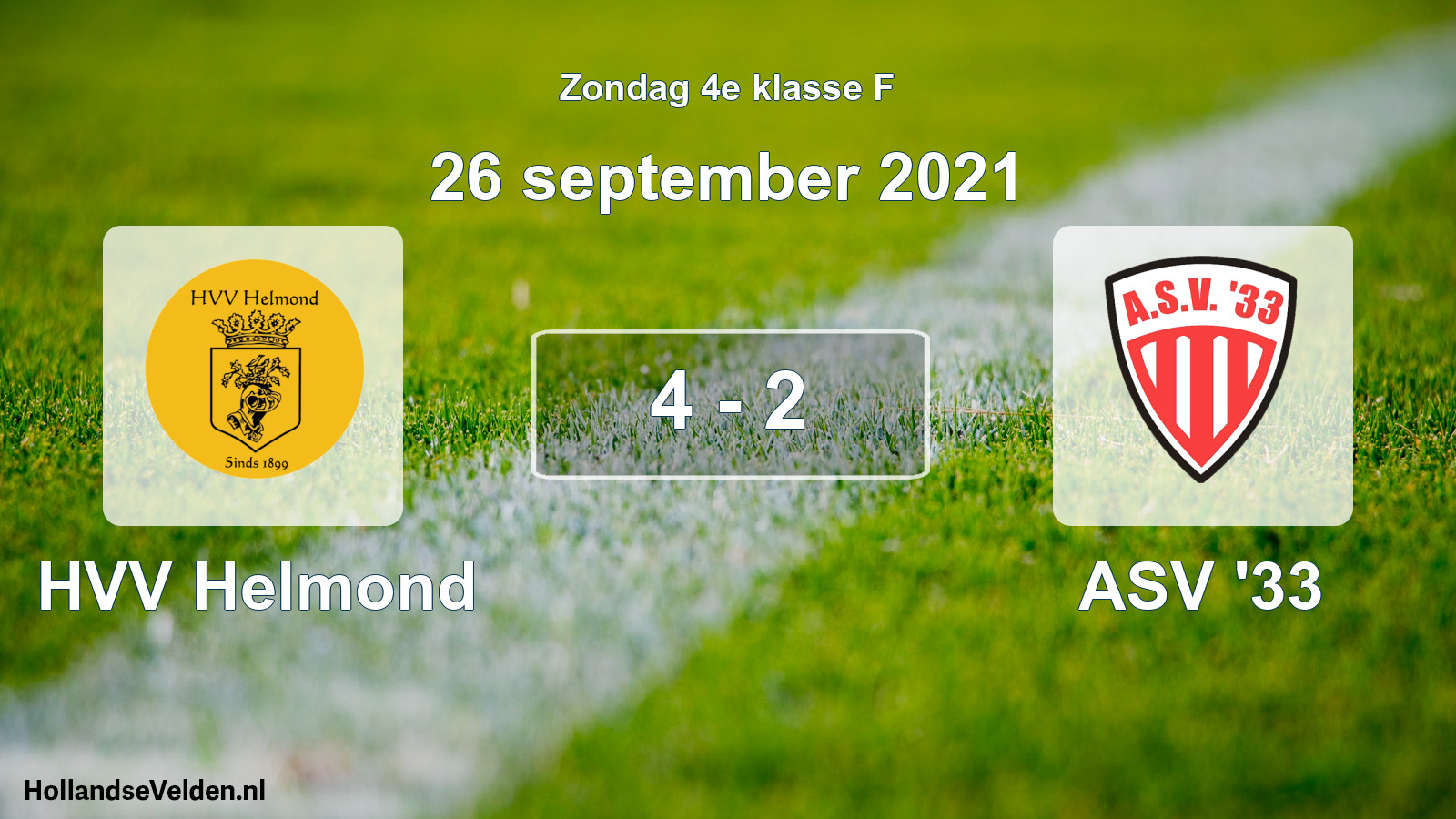 Total number of matches played: HVV Helmond - ASV '33 4 - 2 (26 September 2021)