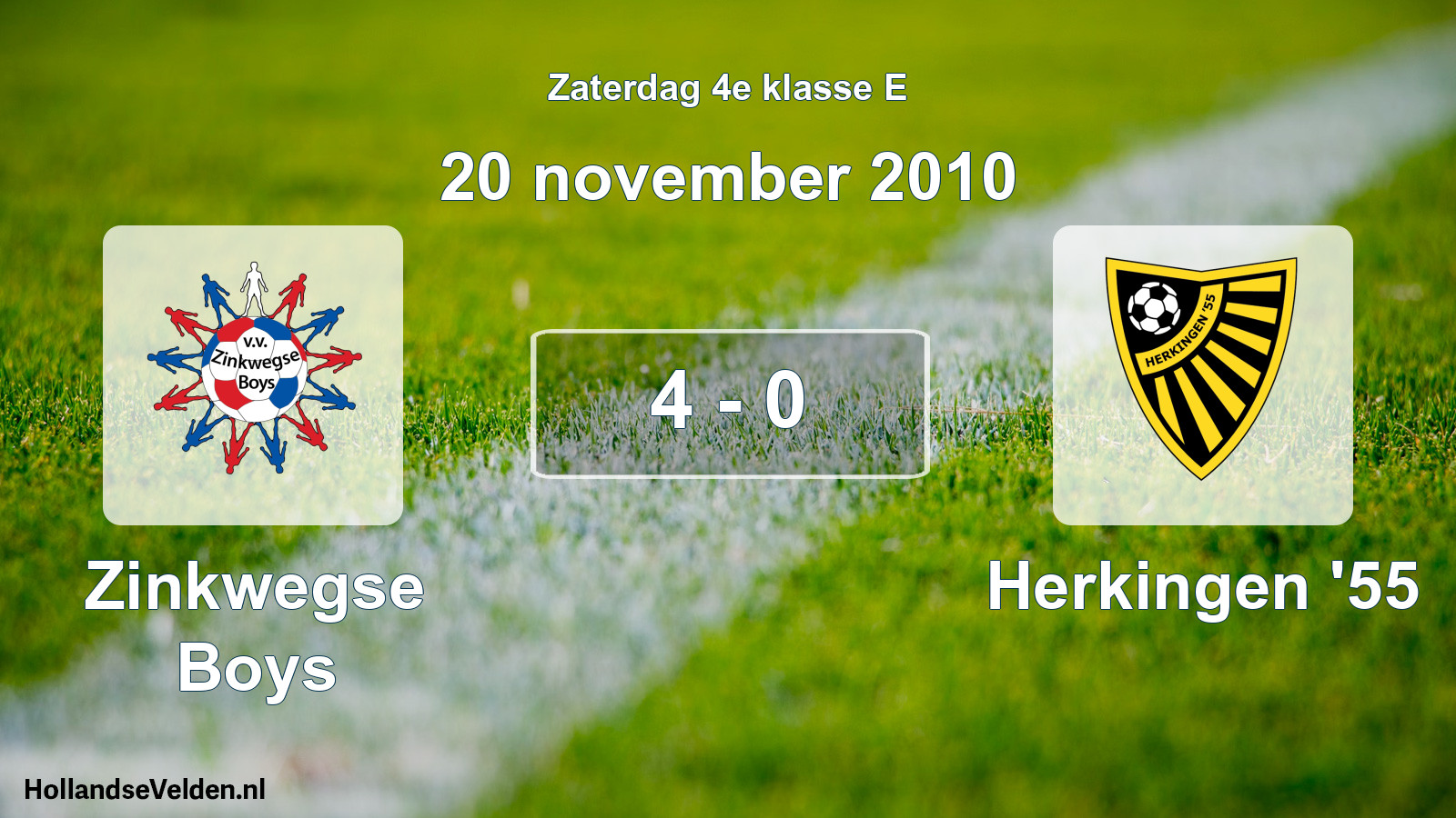 Total number of matches played: Zinkwegse Boys - Herkingen '55 4 - 0 (20 November 2010)