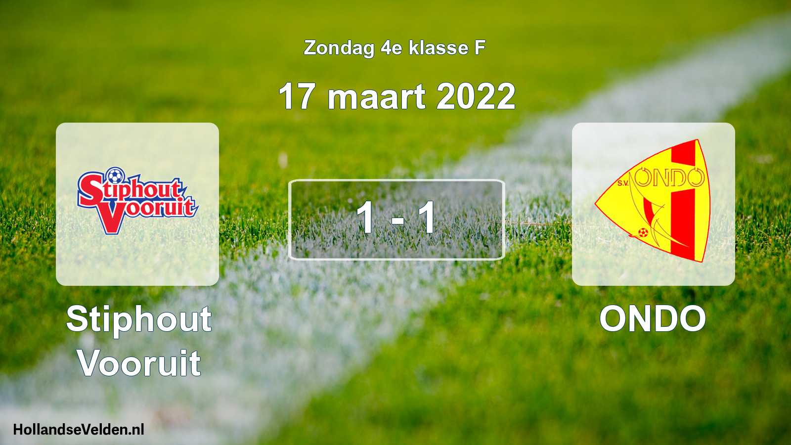 Total number of matches played: Stiphout Vooruit - ONDO 1 - 1 (17 March 2022)
