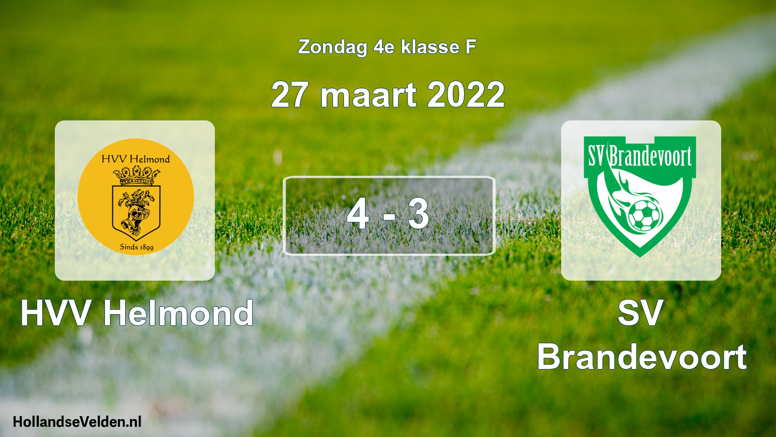Total number of matches played: HVV Helmond - SV Brandevoort 4 - 3 (27 March 2022)
