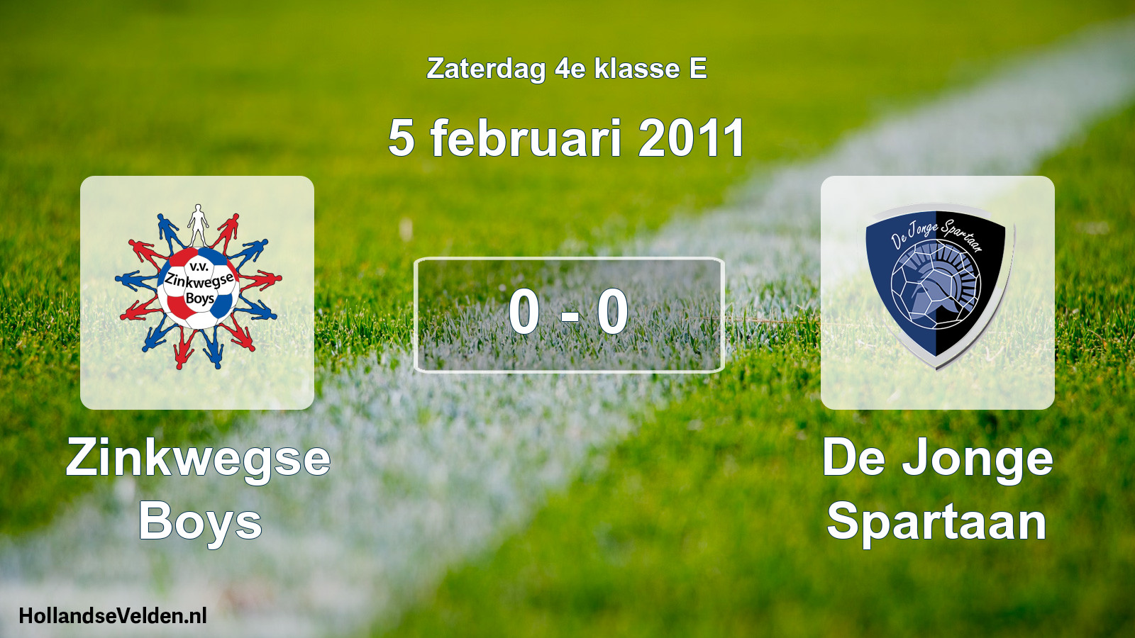 Total number of matches played: Zinkwegse Boys - De Jonge Spartaan 0 - 0 (5 February 2011)