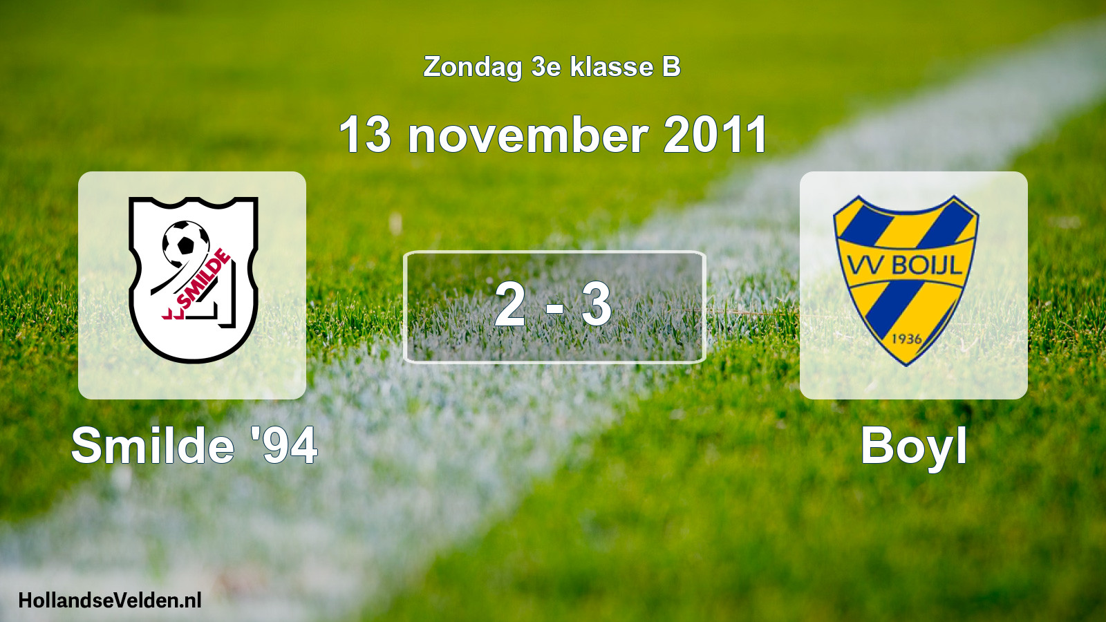 Total number of matches played: Smilde '94 - Boyl 2 - 3 (13 November 2011)