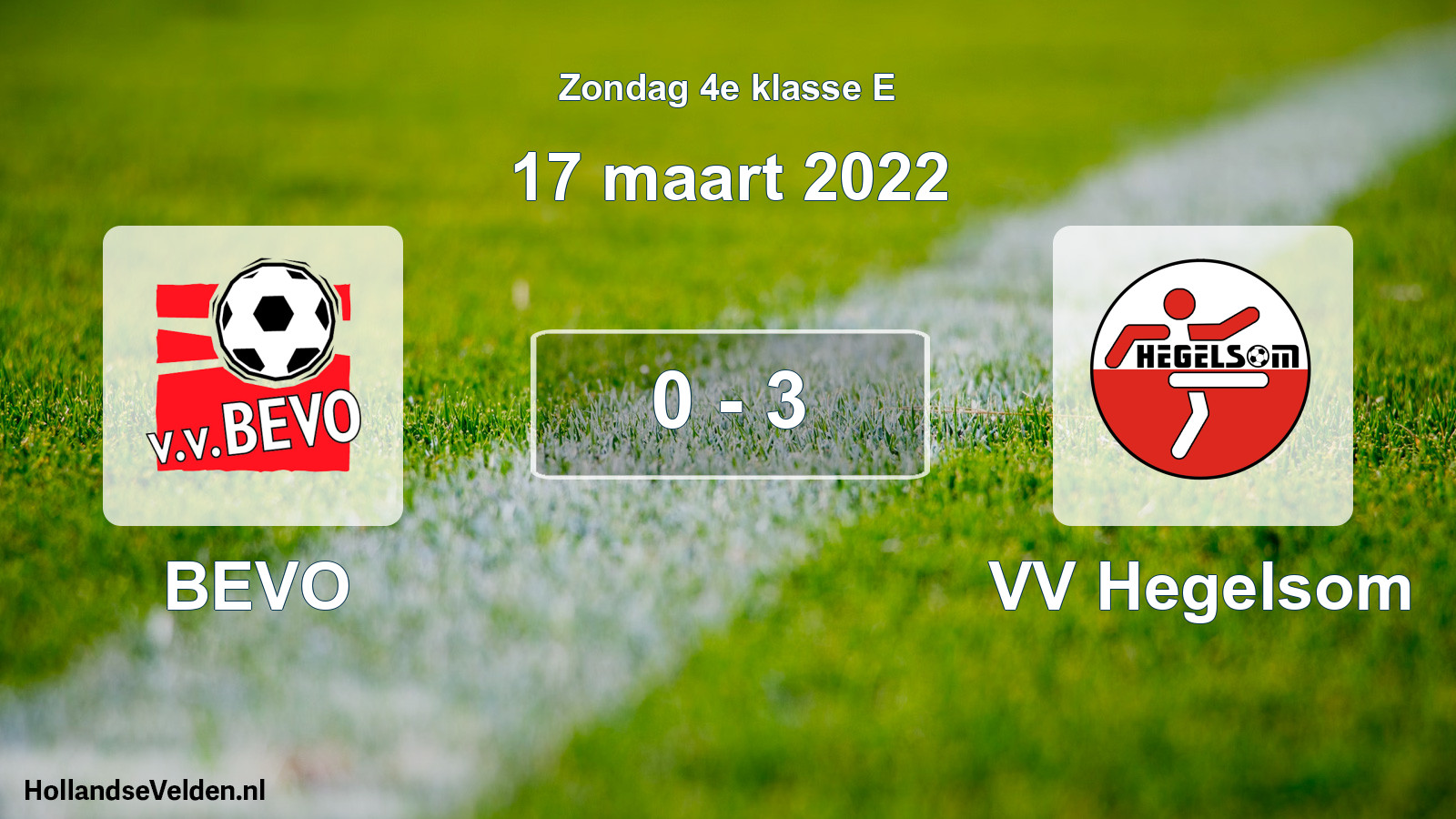 Total number of matches played: BEVO - VV Hegelsom 0 - 3 (17 March 2022)