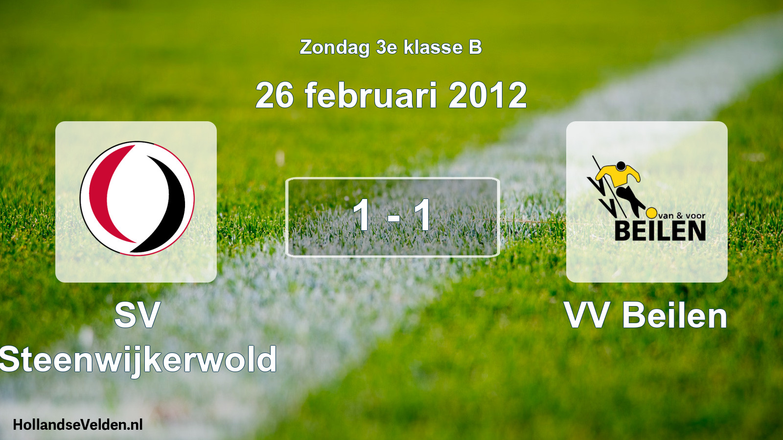 Total number of matches played: SV Steenwijkerwold - VV Beilen 1 - 1 (26 February 2012)