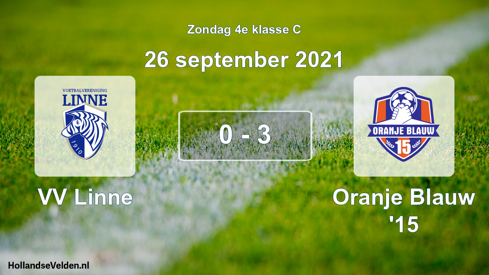 Total number of matches played: VV Linne - Oranje Blauw '15 0 - 3 (26 September 2021)