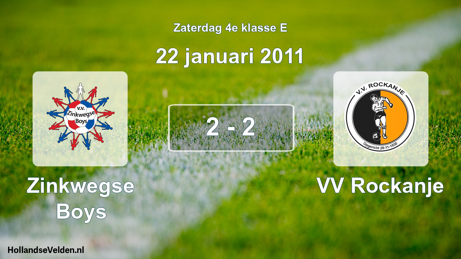 Total number of matches played: Zinkwegse Boys - VV Rockanje 2 - 2 (22 January 2011)