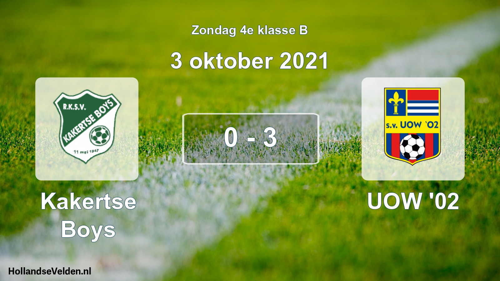 Total number of matches played: Kakertse Boys - UOW '02 0 - 3 (3 October 2021)
